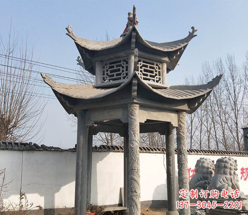 吉林双层户外凉亭石雕 (2)
