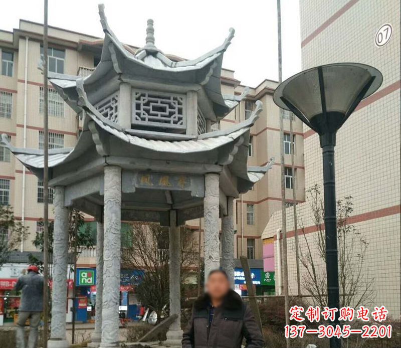 吉林双层六角凉亭石雕