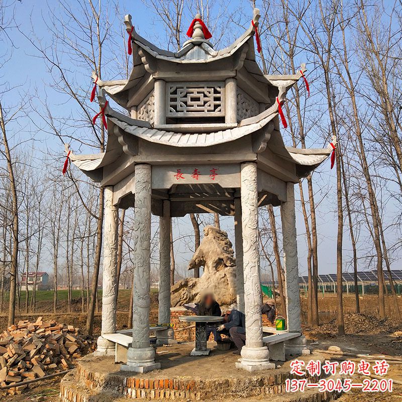 吉林双层六角石凉亭
