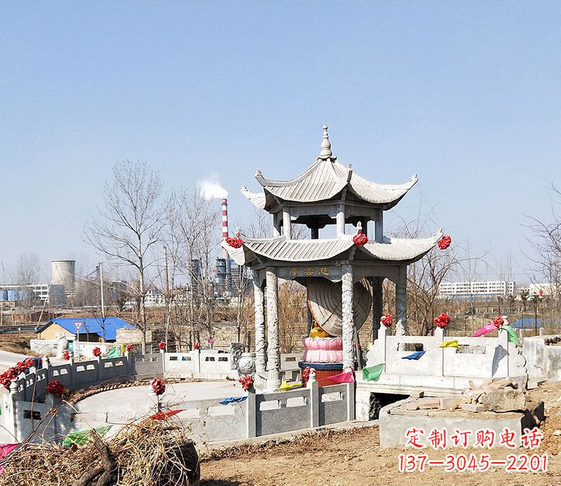 吉林双层石凉亭石雕 (2)