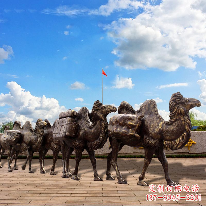 吉林丝绸之路骆驼队仿铜景观雕塑