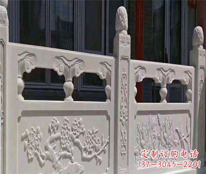 吉林寺庙景观汉白玉石浮雕栏板 (2)