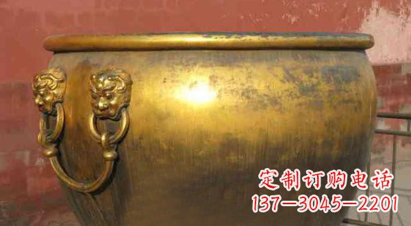 吉林寺庙水缸铜雕 (2)