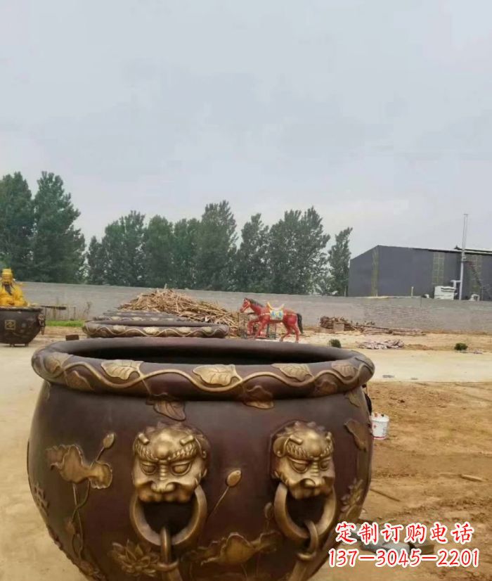 吉林寺庙水缸铜雕 (4)