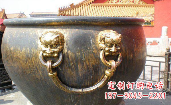 吉林寺庙水缸铜雕 (3)