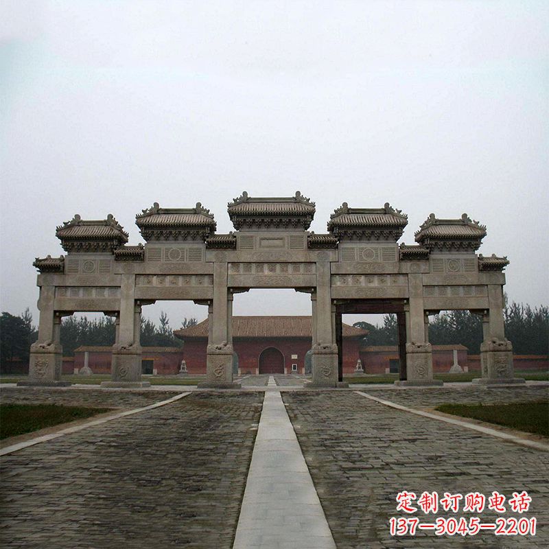 吉林寺院五门石牌楼