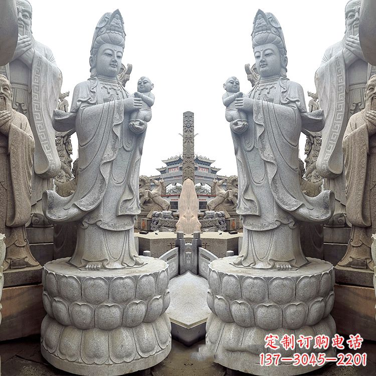 吉林送子观音青石雕塑