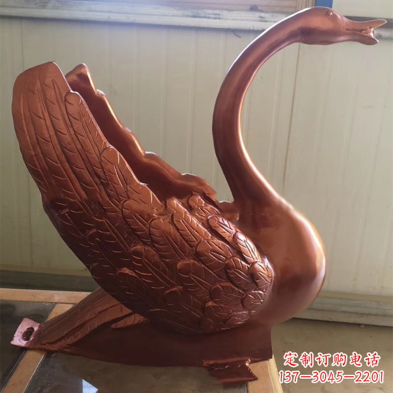 吉林天鹅铜雕塑,喷泉吐水天鹅装饰摆件