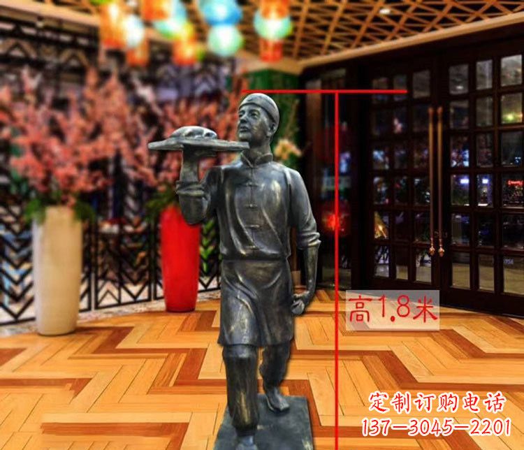 吉林铜雕店小二人物雕塑 (2)