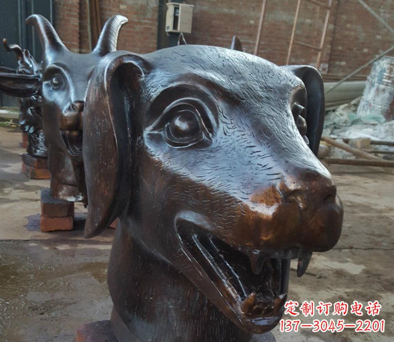 吉林铜雕广场生肖动物头像装饰摆件