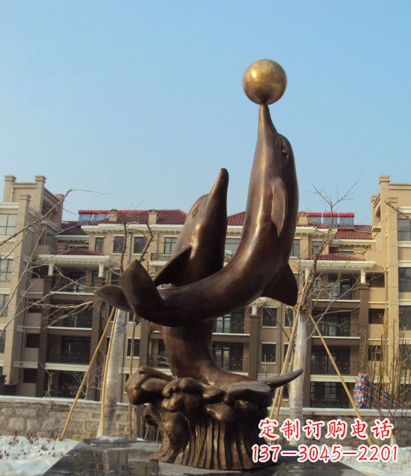 吉林铜雕海豚雕塑 (2)