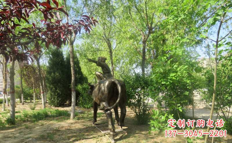 吉林铜雕牧童骑牛雕塑