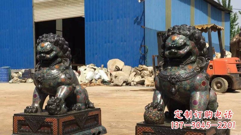 吉林铜雕企业招财狮子雕塑摆件