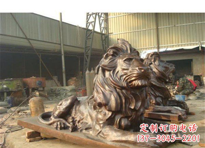 吉林铜雕狮子公司门口雕塑