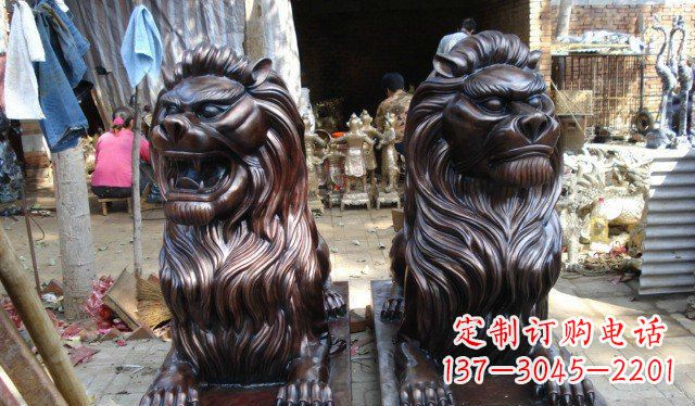 吉林铜雕狮子公司门口雕塑 (2)