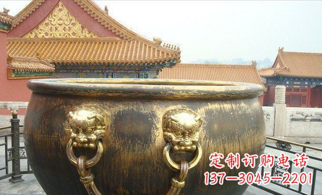 吉林铜雕水缸寺庙景观雕塑 (2)