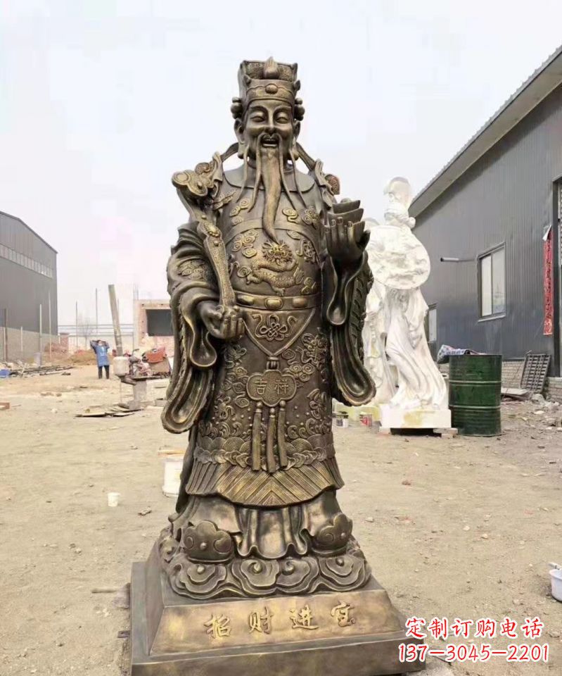 吉林铜雕寺庙财神雕塑