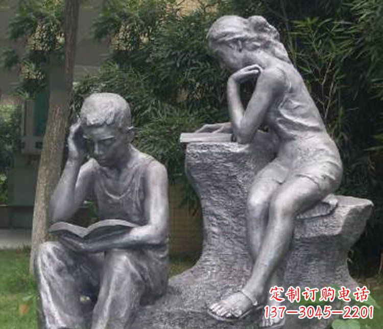 吉林铜雕校园读书学生摆件
