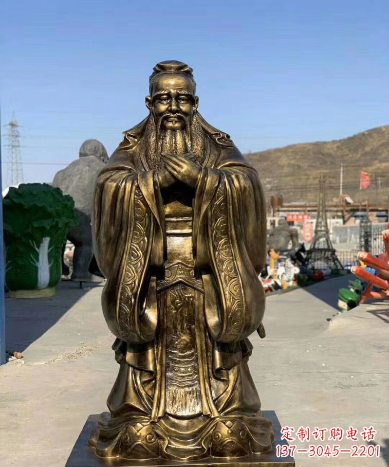 吉林铜雕学校孔子人物雕塑