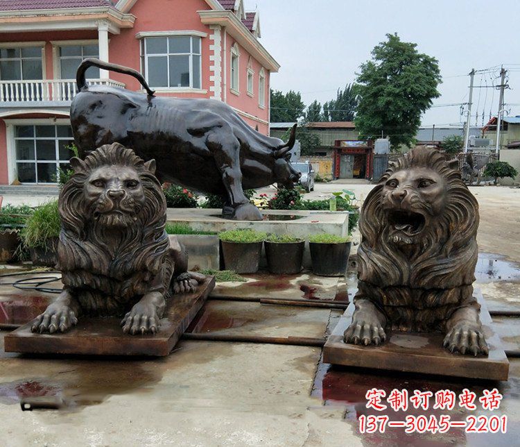 吉林铜雕银行门口狮子雕塑摆件