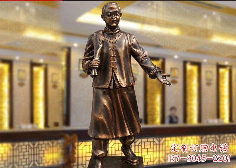 吉林铜雕迎宾人物店小二