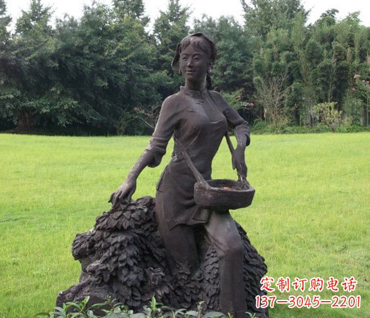 吉林铜雕园林采茶女孩人物雕塑