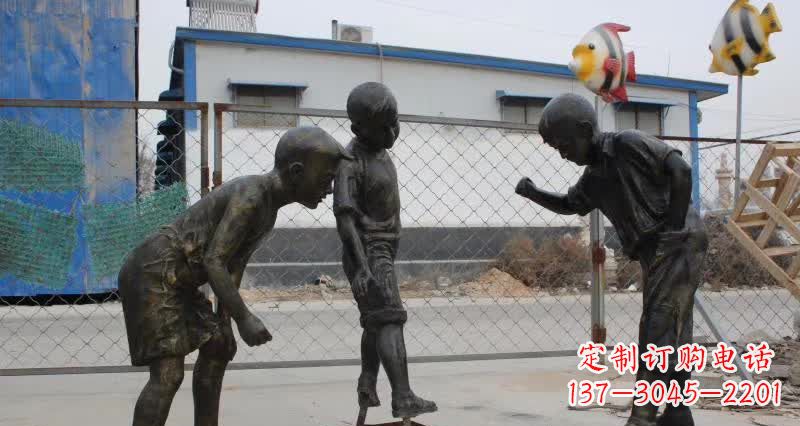 吉林玩陀螺人物铜雕