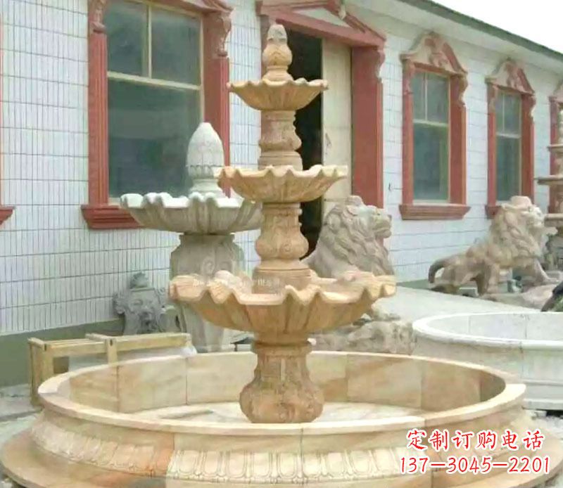 吉林晚霞红大型喷泉石雕 (3)