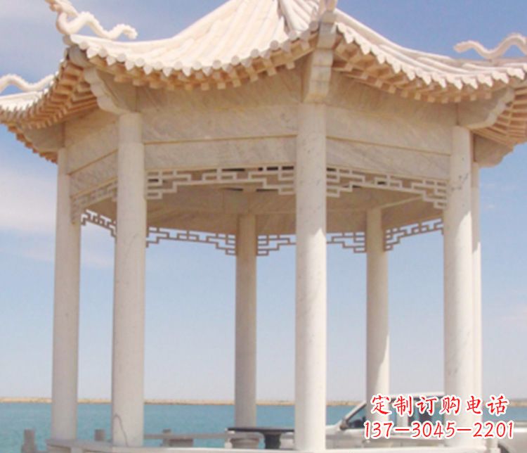 吉林晚霞红单层凉亭石雕