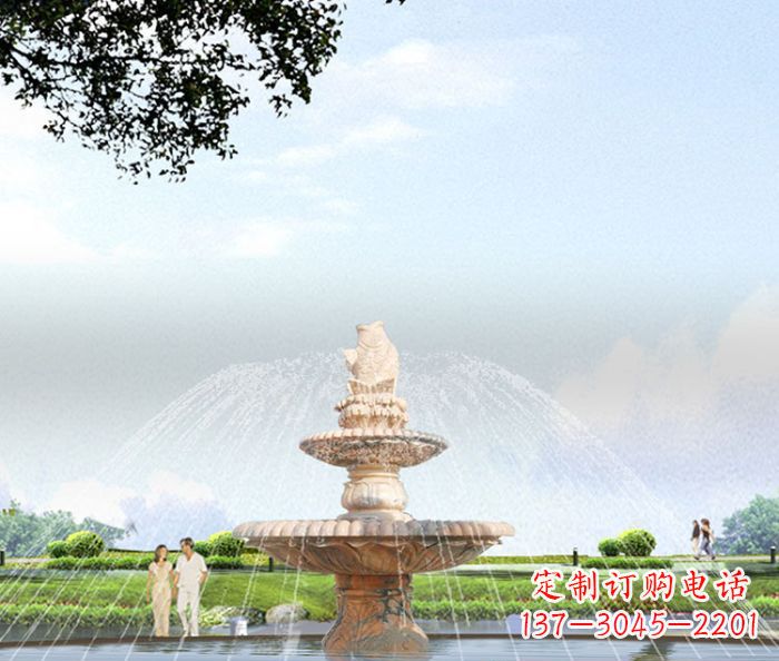 吉林晚霞红多层大型石雕喷泉 (4)