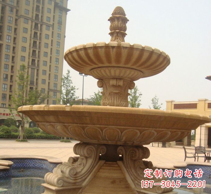 吉林晚霞红多层大型石雕喷泉 (5)