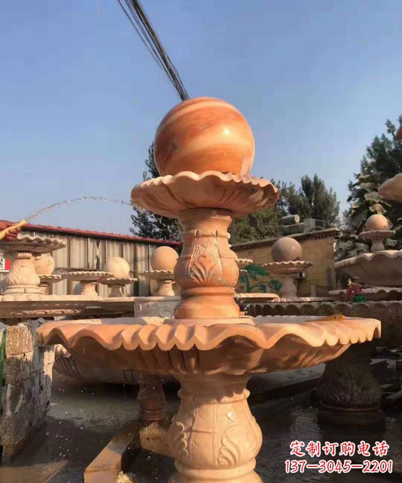 吉林晚霞红风水球雕塑别墅庭院景观雕塑