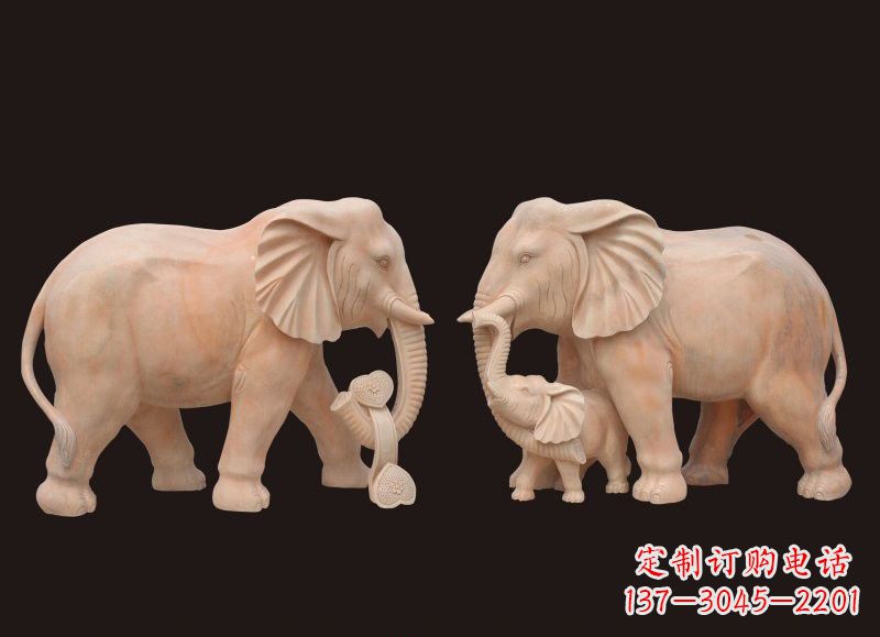 吉林晚霞红母子大象雕塑