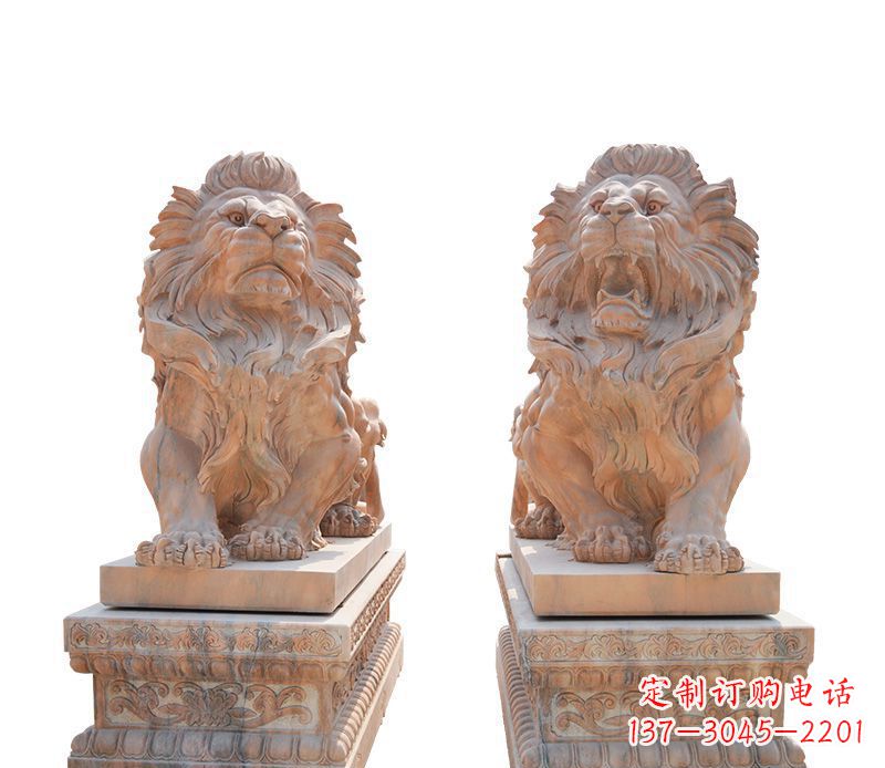 吉林晚霞红欧式狮子雕塑