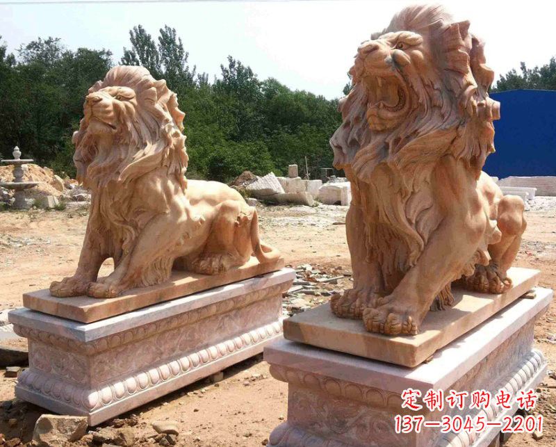 吉林晚霞红欧式狮子雕塑222