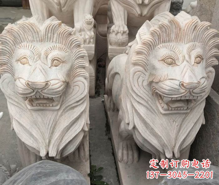 吉林晚霞红欧式狮子石雕 (2)