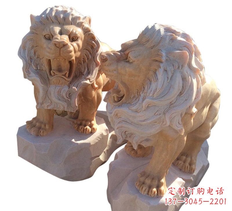 吉林晚霞红欧式西洋狮子雕塑
