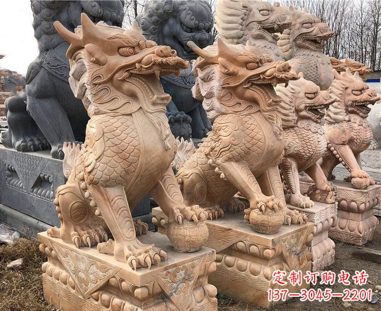 吉林晚霞红麒麟石雕 (2)