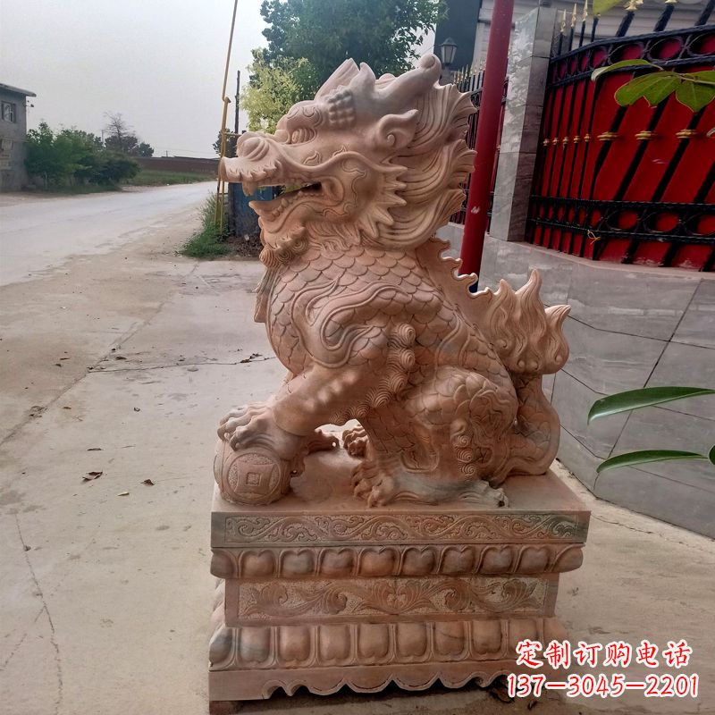 吉林晚霞红麒麟石雕