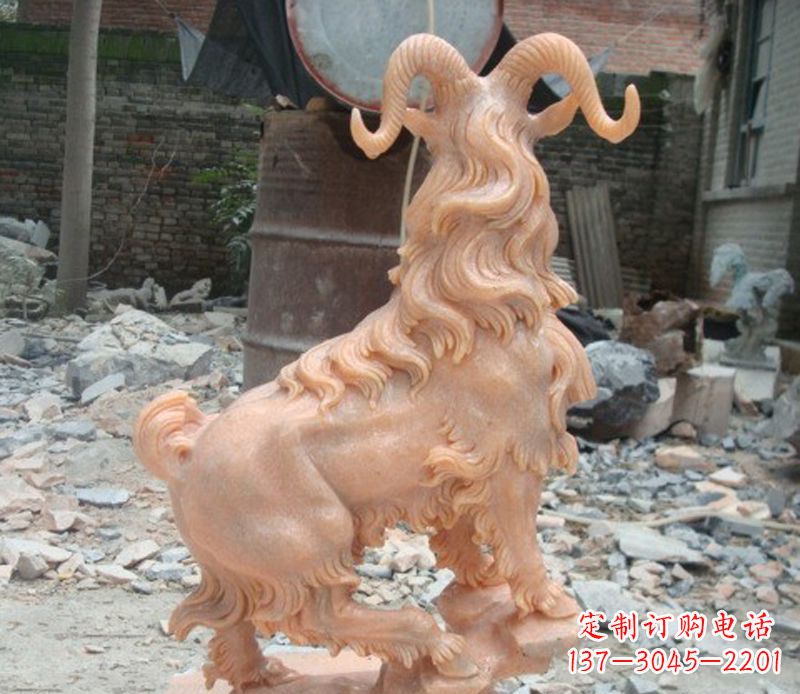 吉林晚霞红山羊石雕