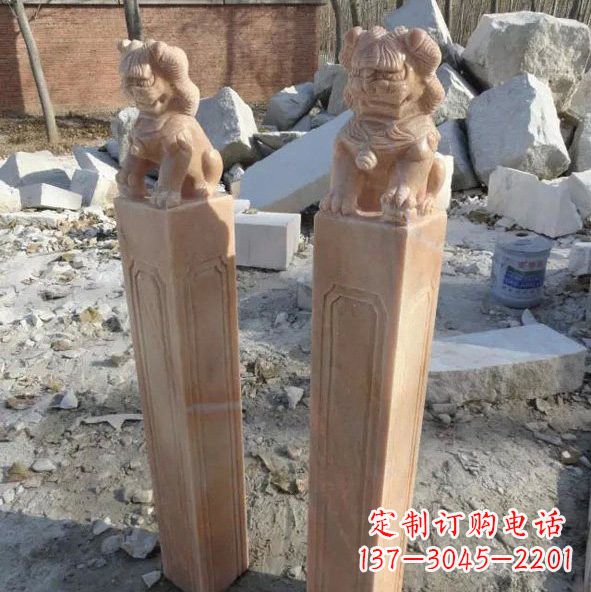 吉林晚霞红狮子拴马桩