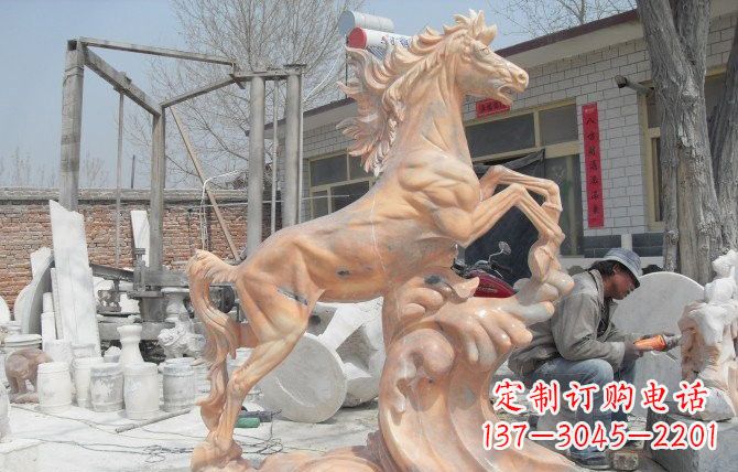 吉林晚霞红踏浪奔马石雕222