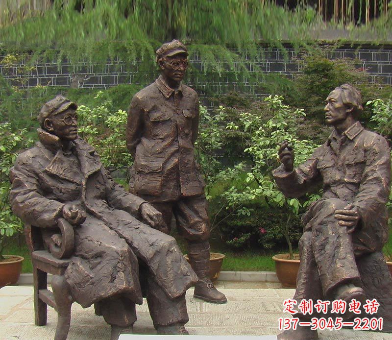 吉林伟人毛泽东刘伯承铜雕