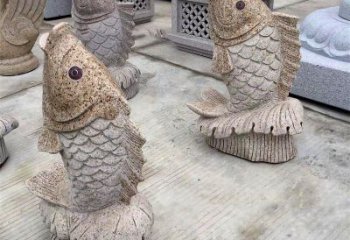 吉林花岗岩石雕-鲤鱼雕塑