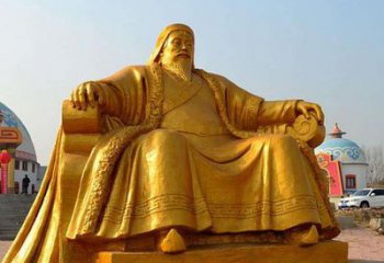 吉林雕刻古代传奇军事家成吉思汗铜雕像