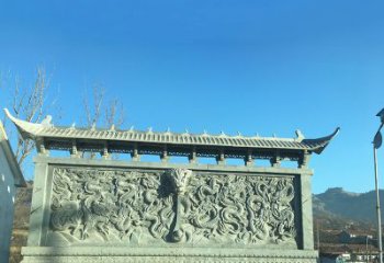 吉林青石九龙壁，精美雕塑饰衬城市广场