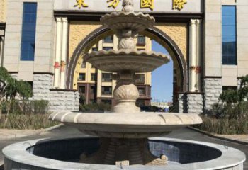 吉林三层欧式喷泉石雕，为小区增添质感