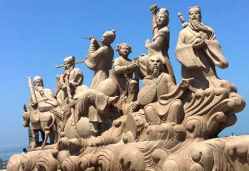 吉林神话传说“八仙过海”人物群景观石雕