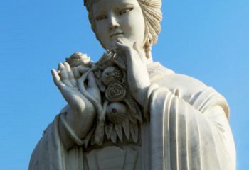 吉林石榴之美——十二花神之五月石榴李氏汉白玉古代美女雕像