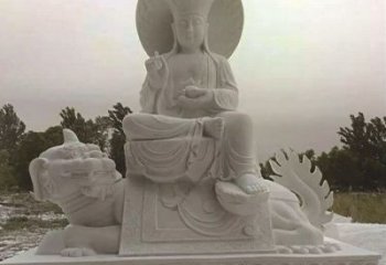 吉林石雕乘谛听的地藏菩萨